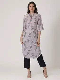 Purple Moss Crepe Printed Kurta