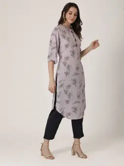 Purple Moss Crepe Printed Kurta