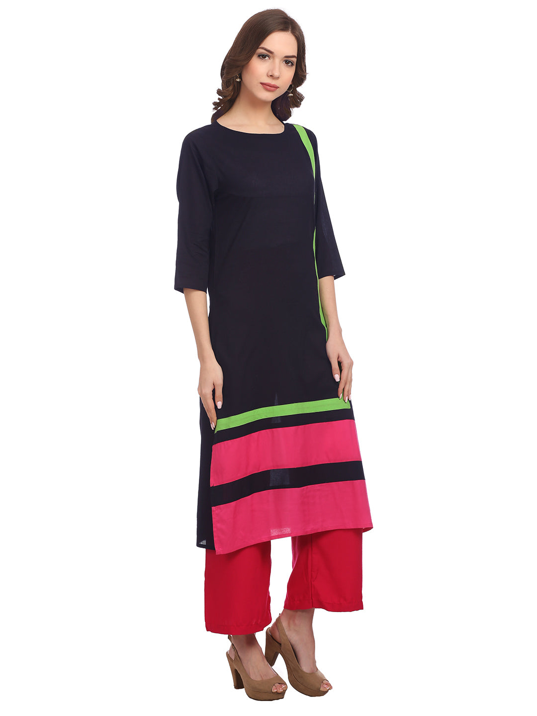 Black Cotton Kurta