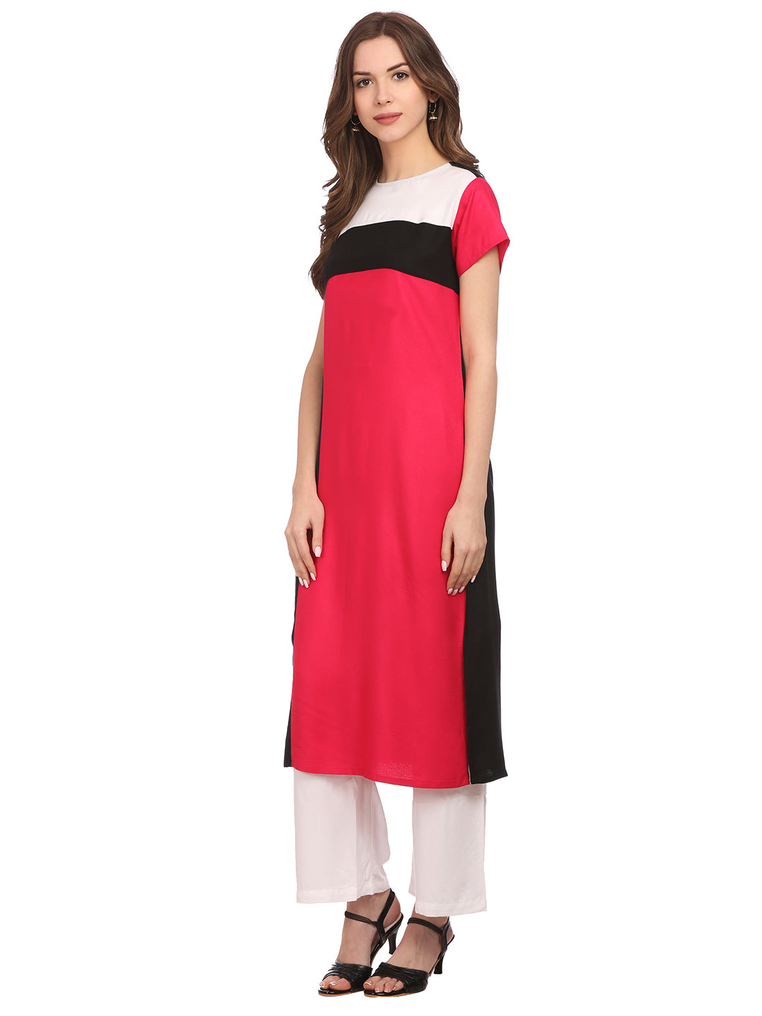 Multi Moss Rayon Colour block Kurta