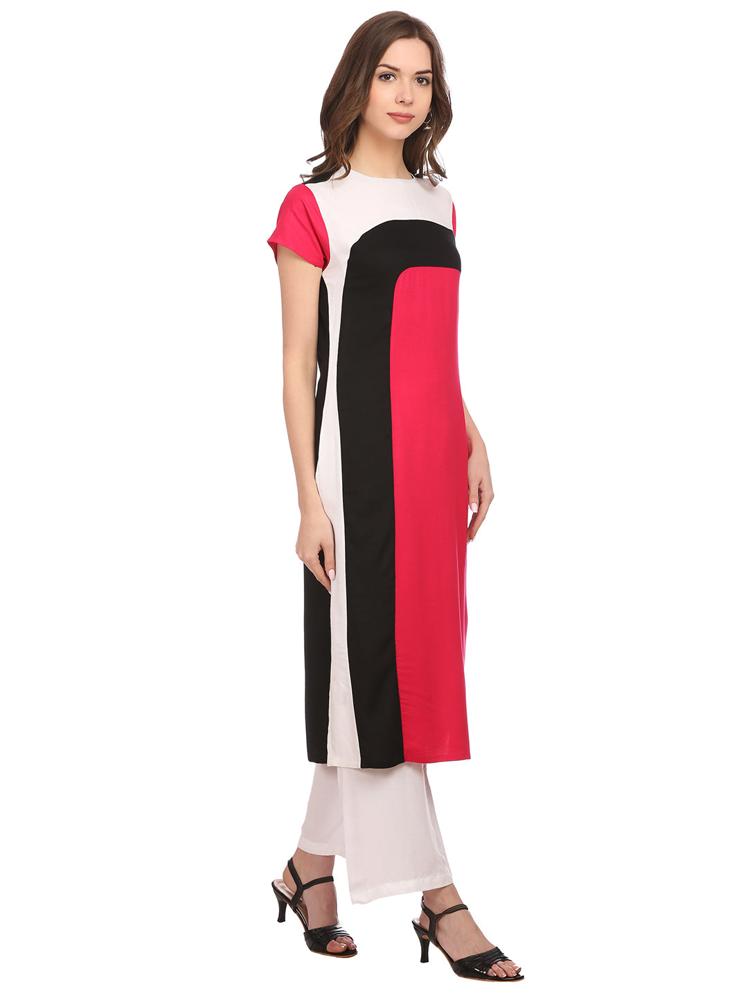 Multi Moss Rayon Colour block Kurta