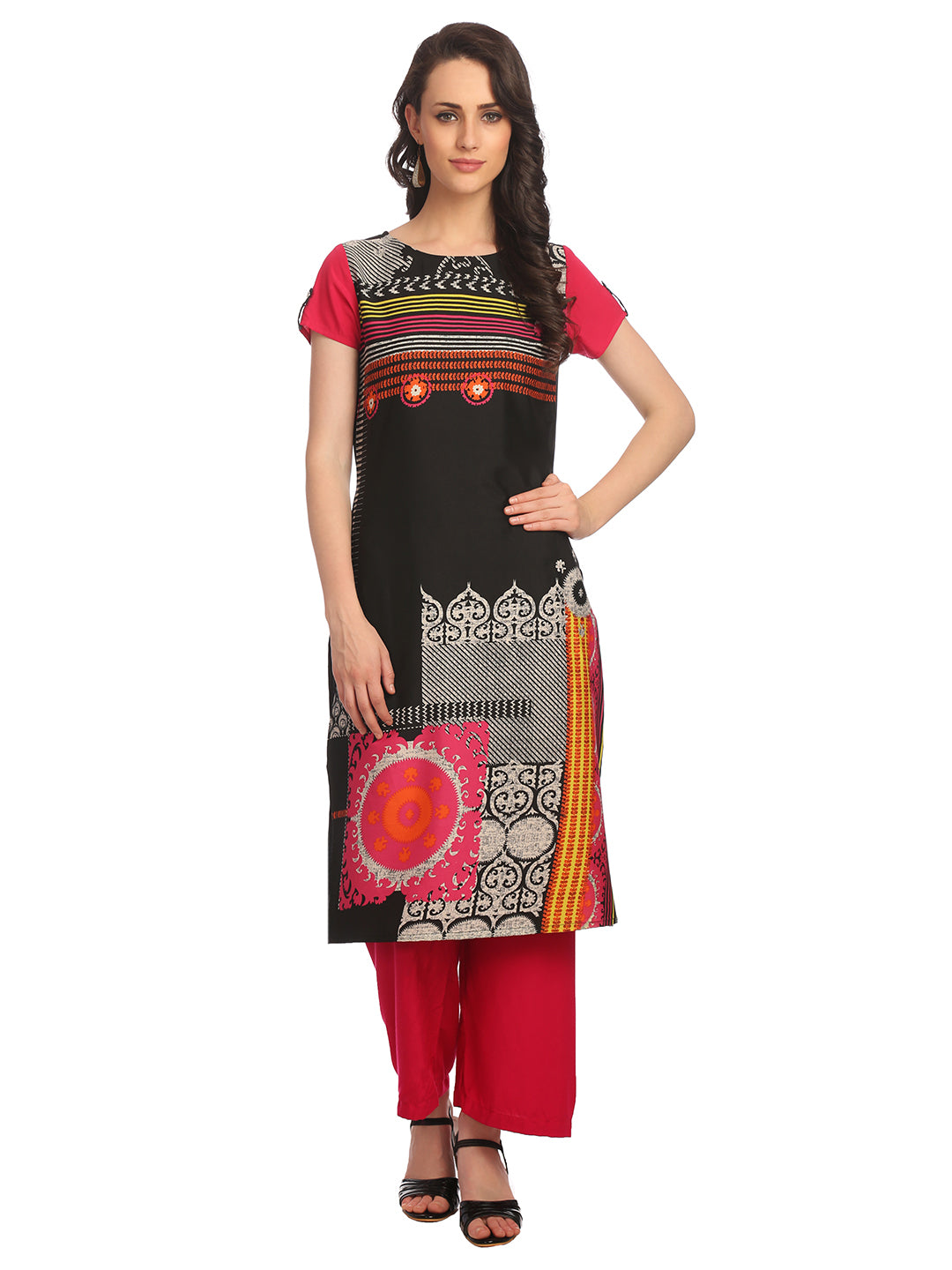 Multi Satin Crepe Digital Printed Kurta