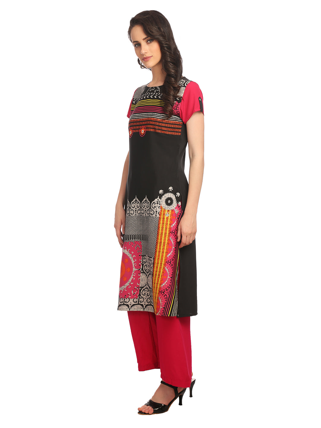 Multi Satin Crepe Digital Printed Kurta