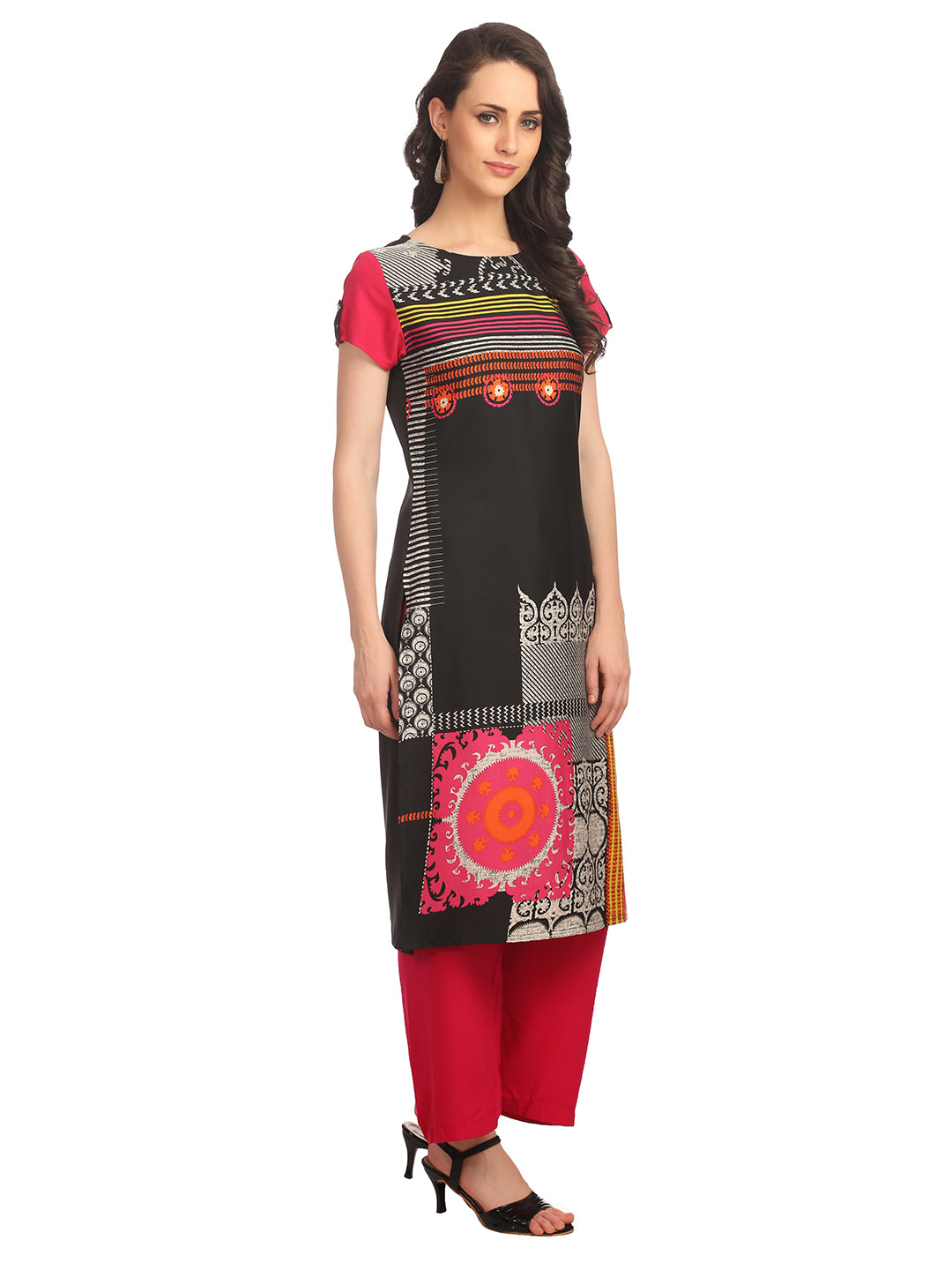 Multi Satin Crepe Digital Printed Kurta