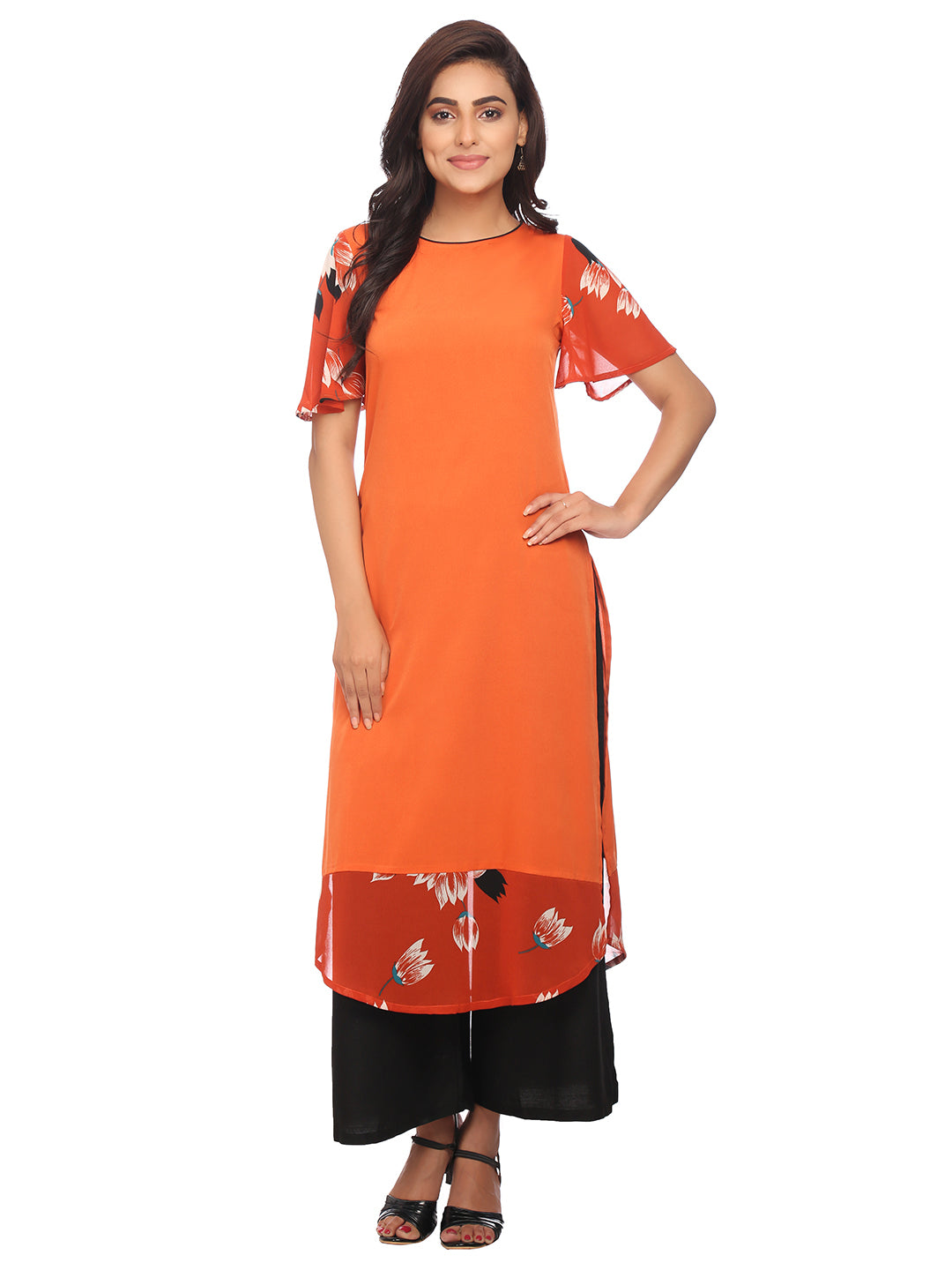 Multi Crepe Solid Colour Kurta