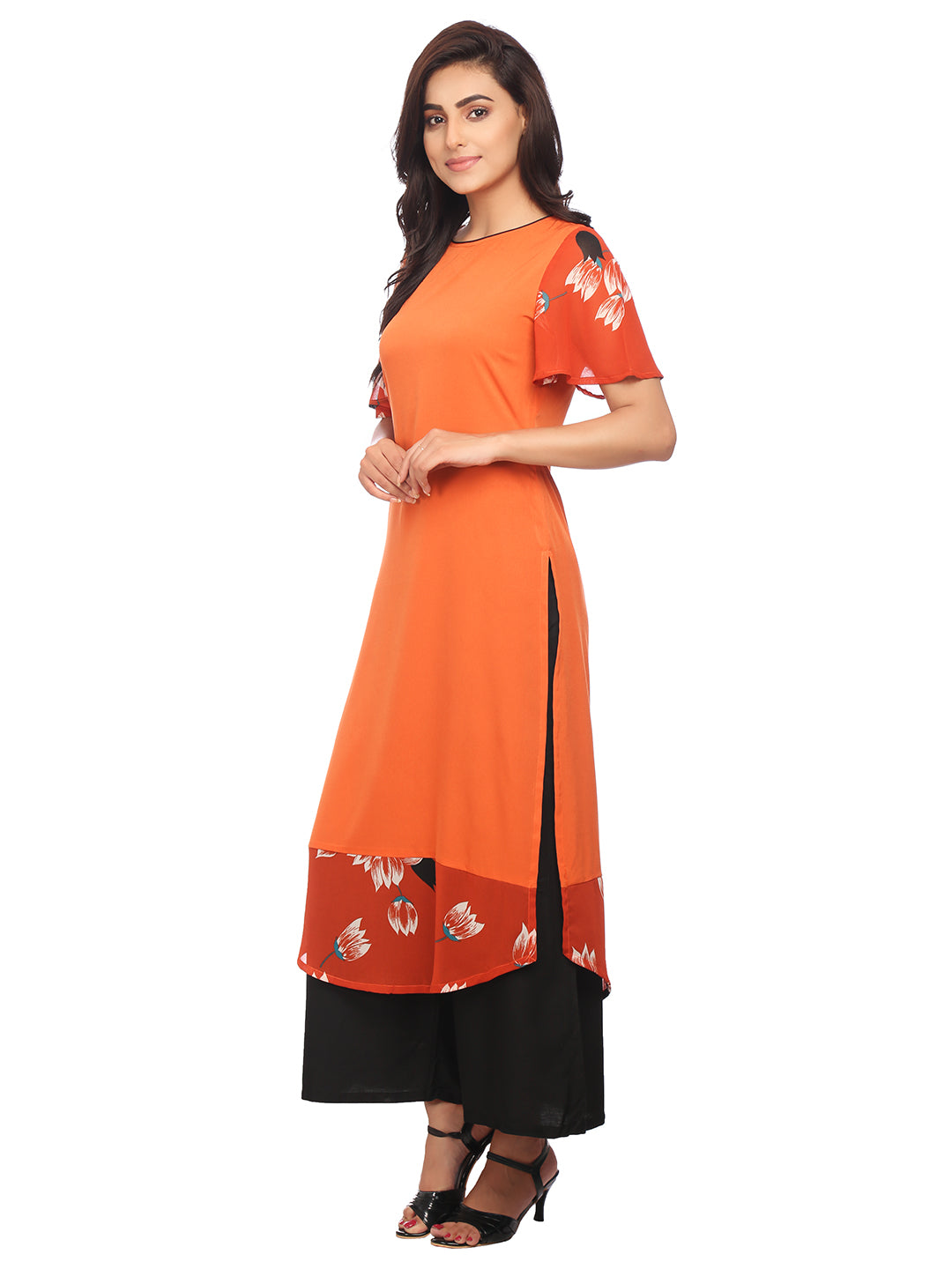 Multi Crepe Solid Colour Kurta