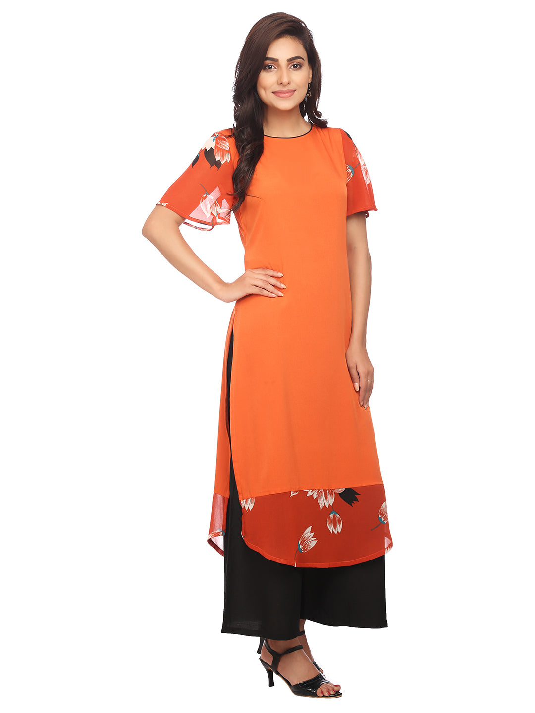 Multi Crepe Solid Colour Kurta