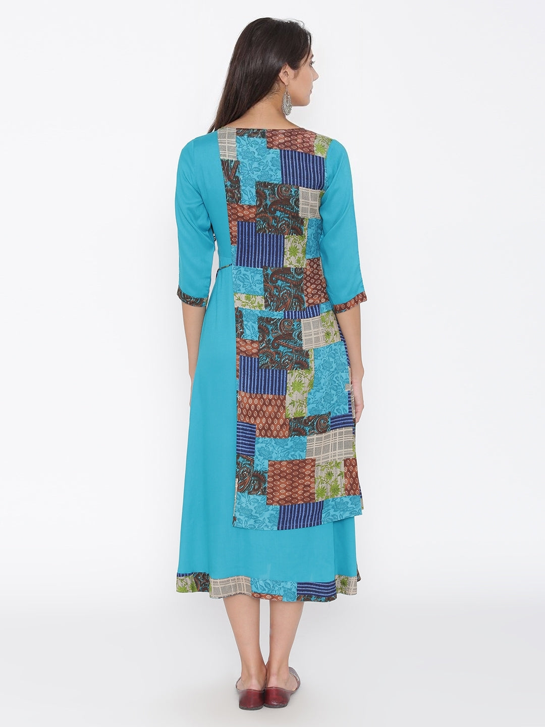 Sky Blue Rayon Solid Colour Dress