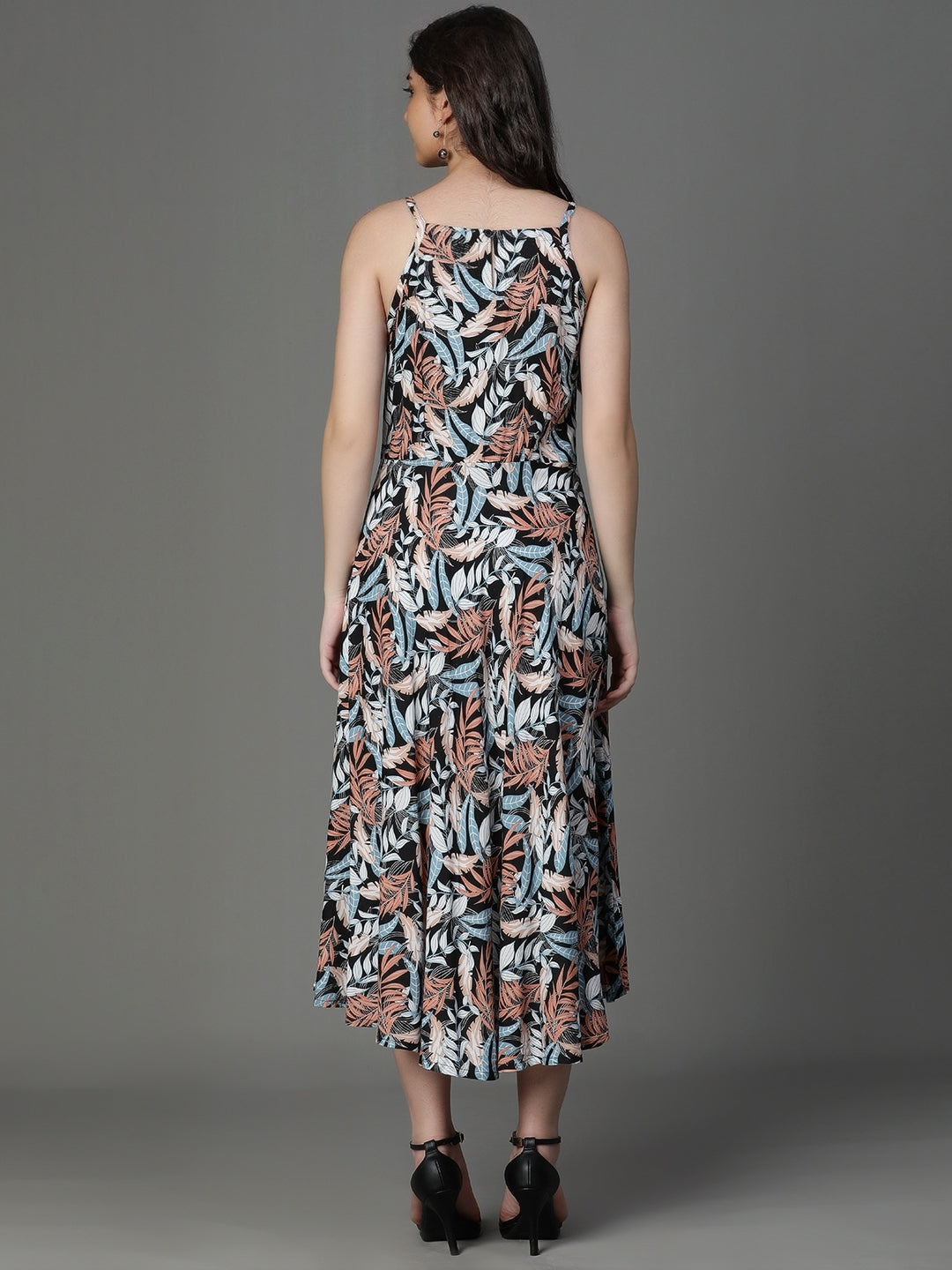 Multicolor Rayon Printed Sleeveless Dress