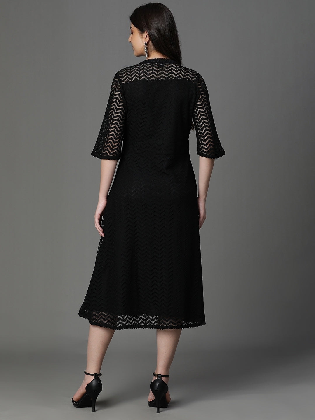 Black Cotton Net Dress