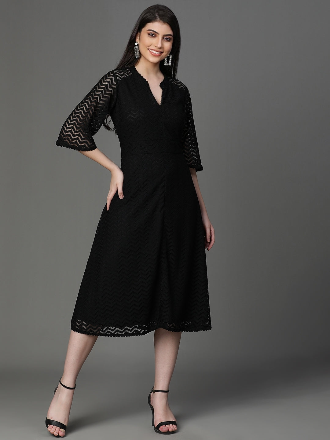 Black Cotton Net Dress