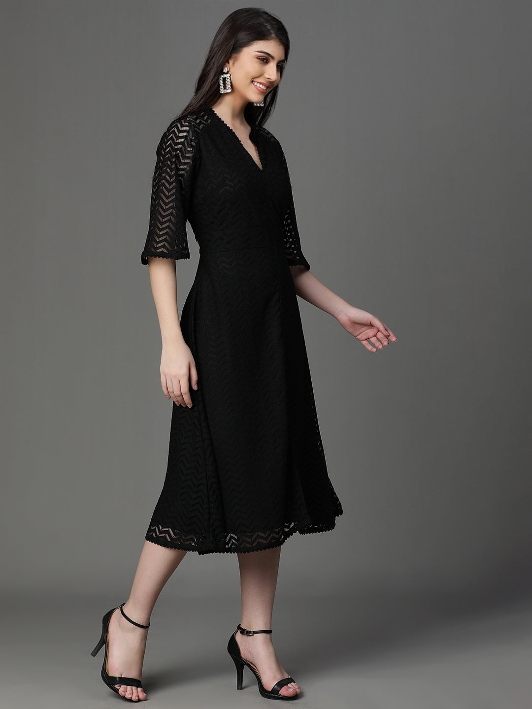 Black Cotton Net Dress