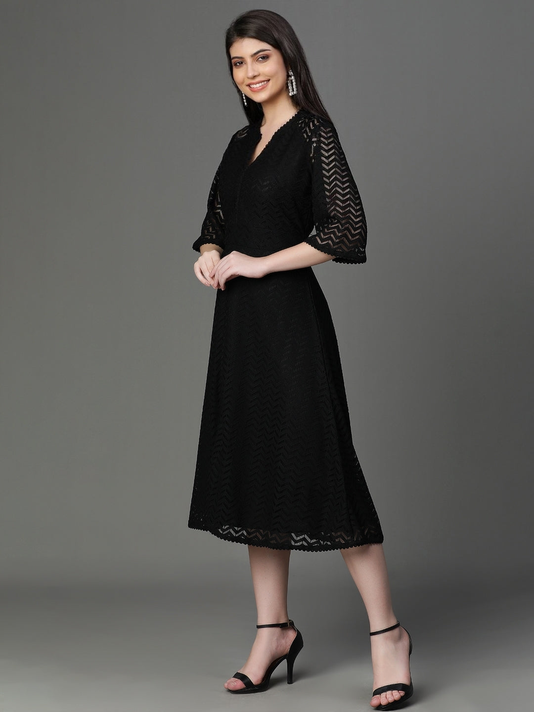 Black Cotton Net Dress