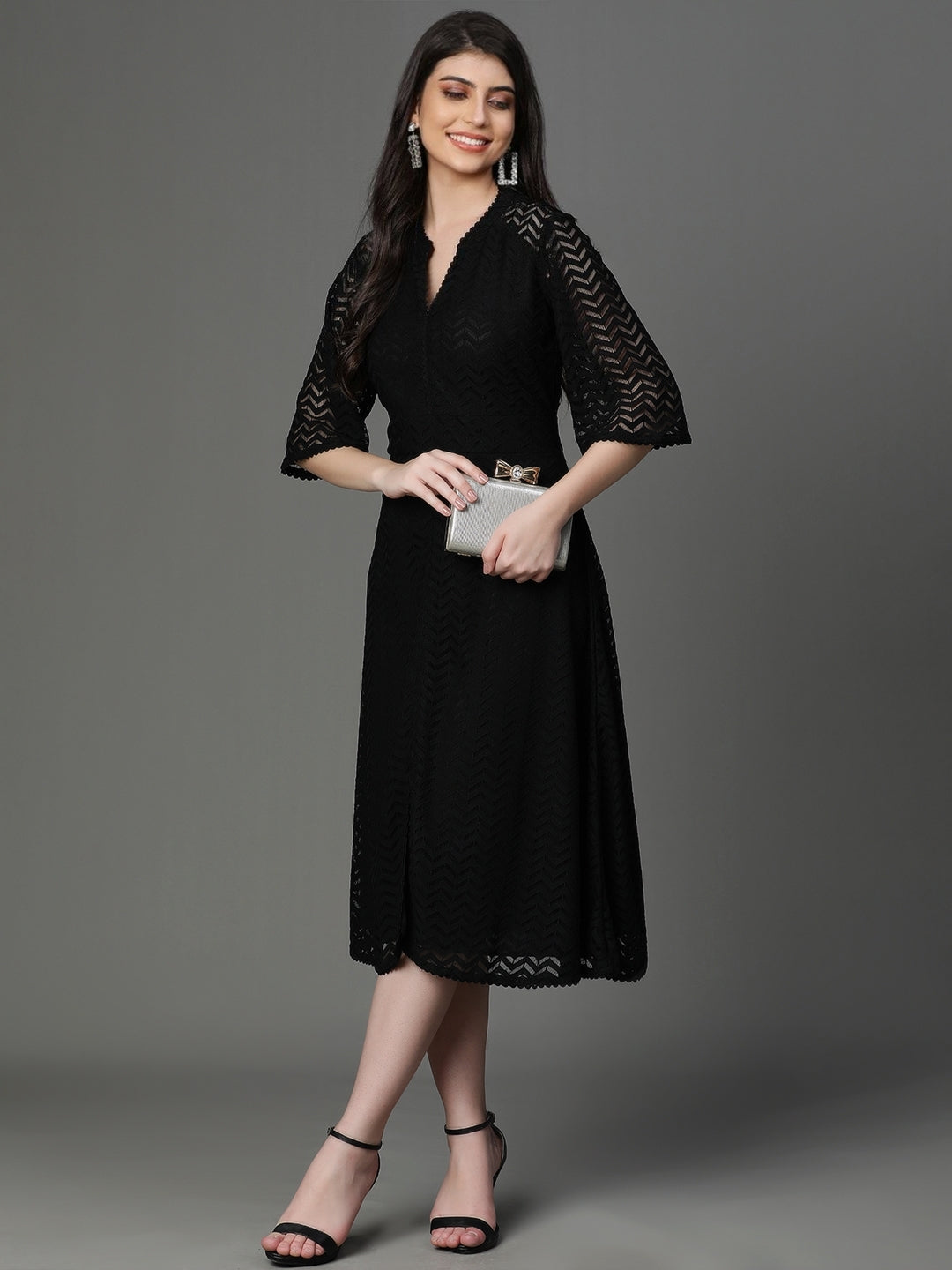 Black Cotton Net Dress