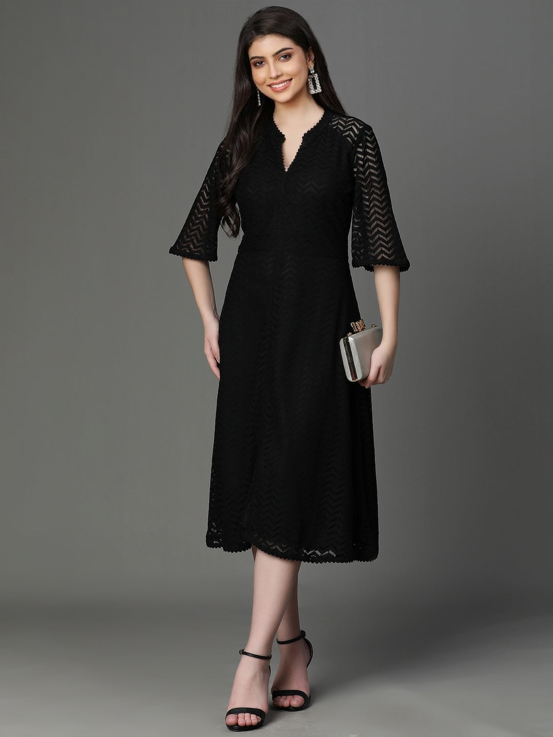 Black Cotton Net Dress