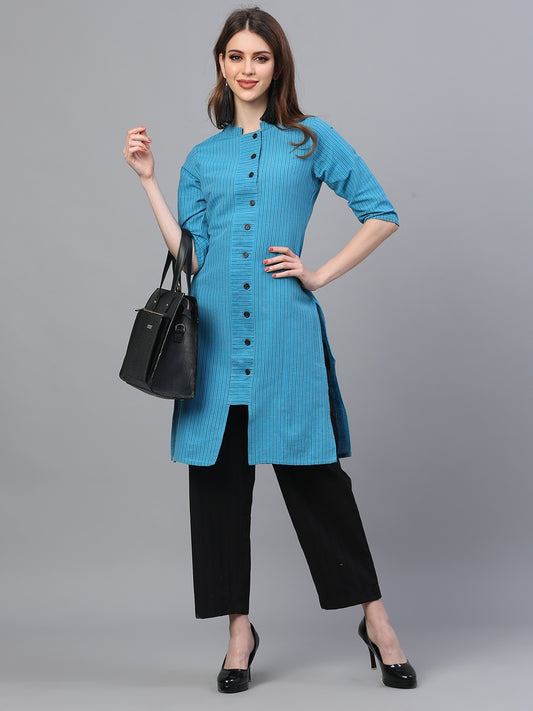 Blue Premium Cotton Kurta