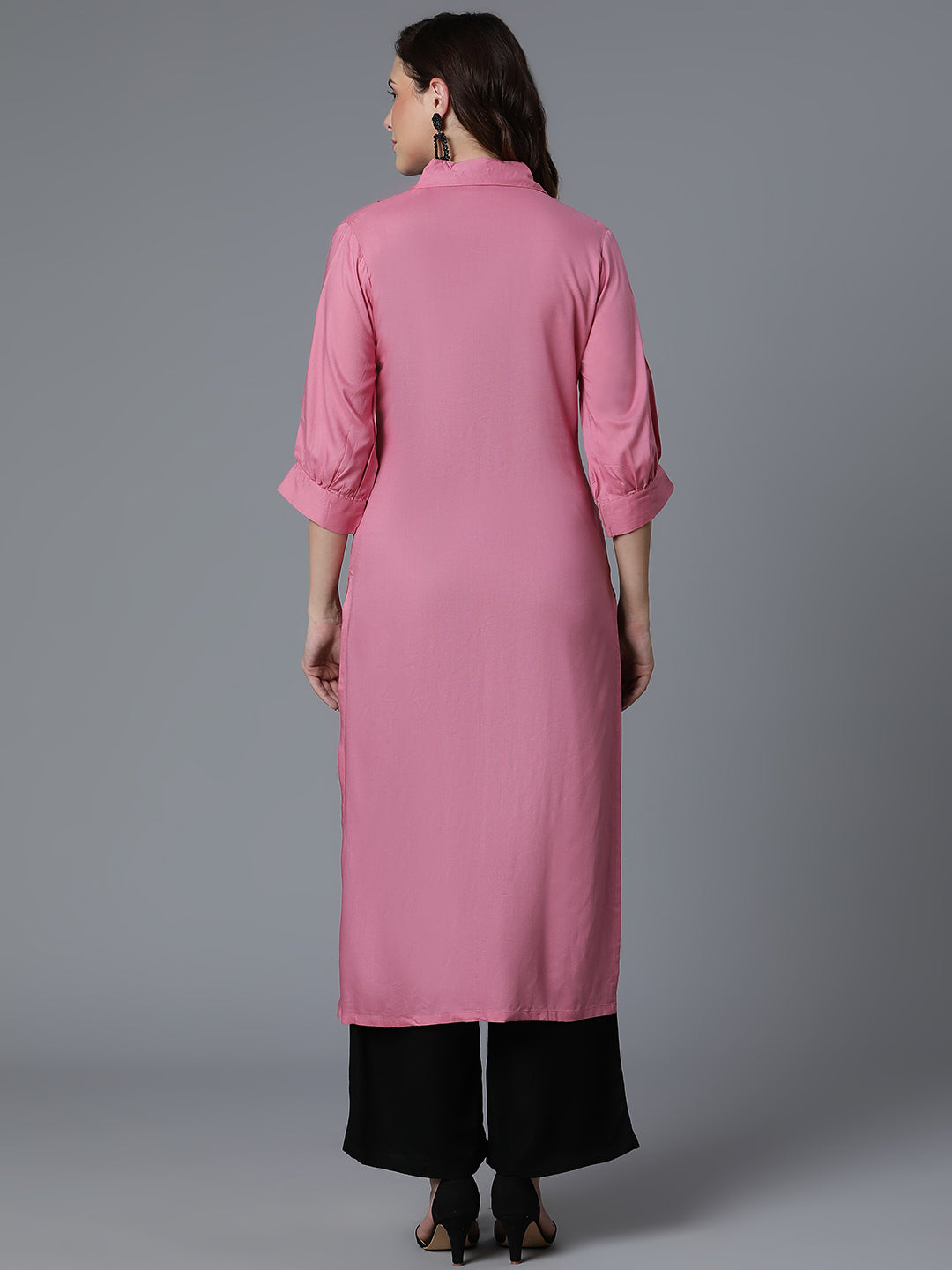 Pink Rayon Kurta with Pintak