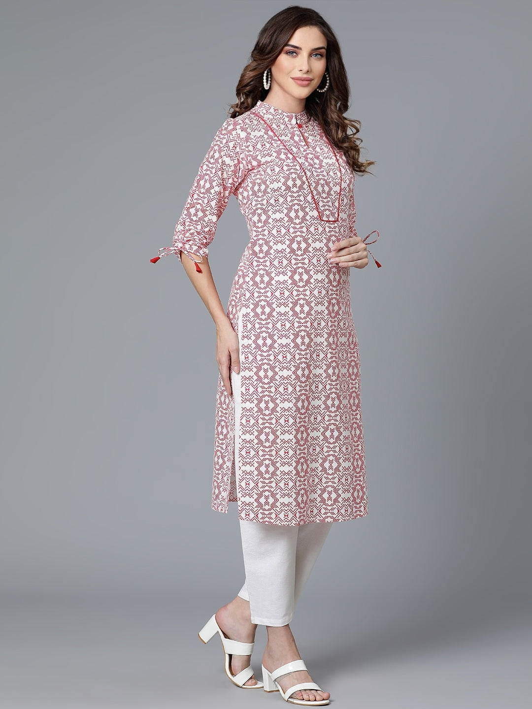 White Cotton Printed Kurta