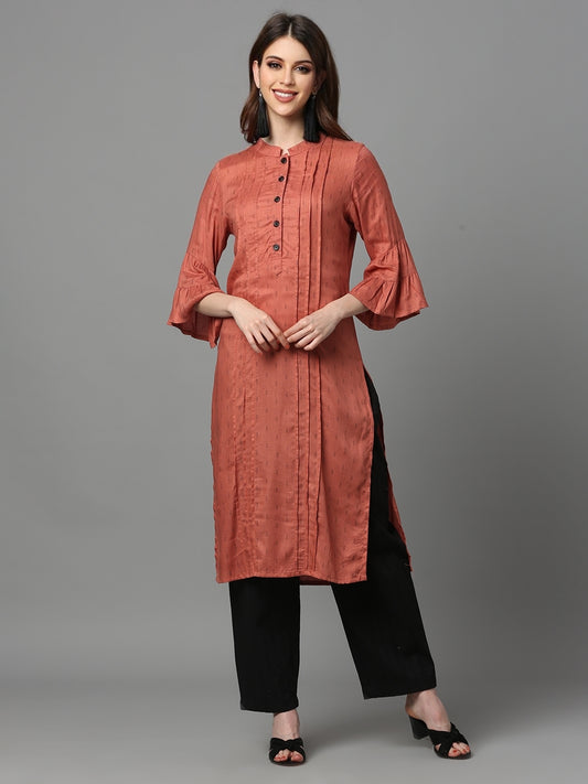 Rust Rayon Doby Printed Kurta