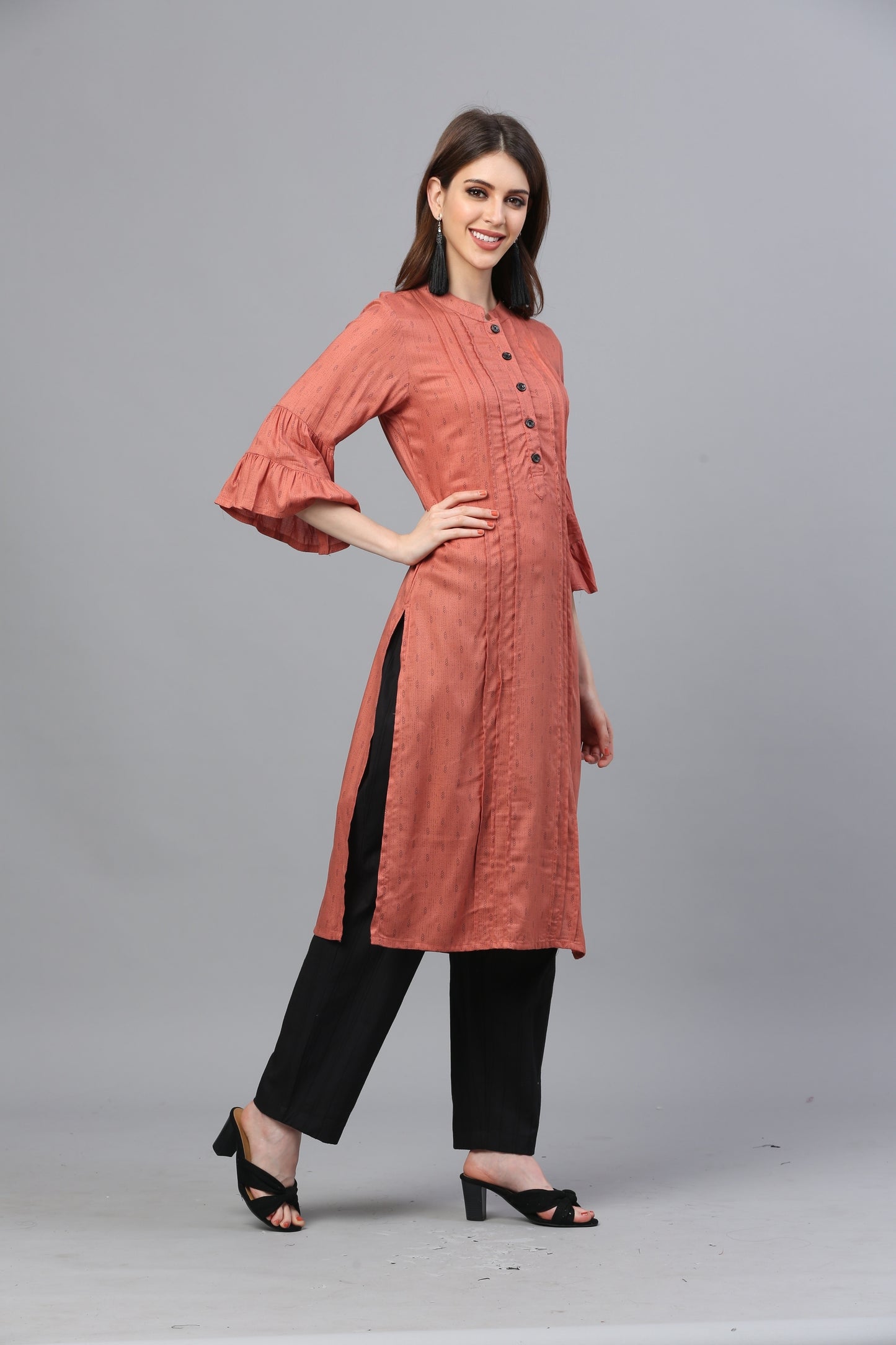 Rust Rayon Doby Printed Kurta