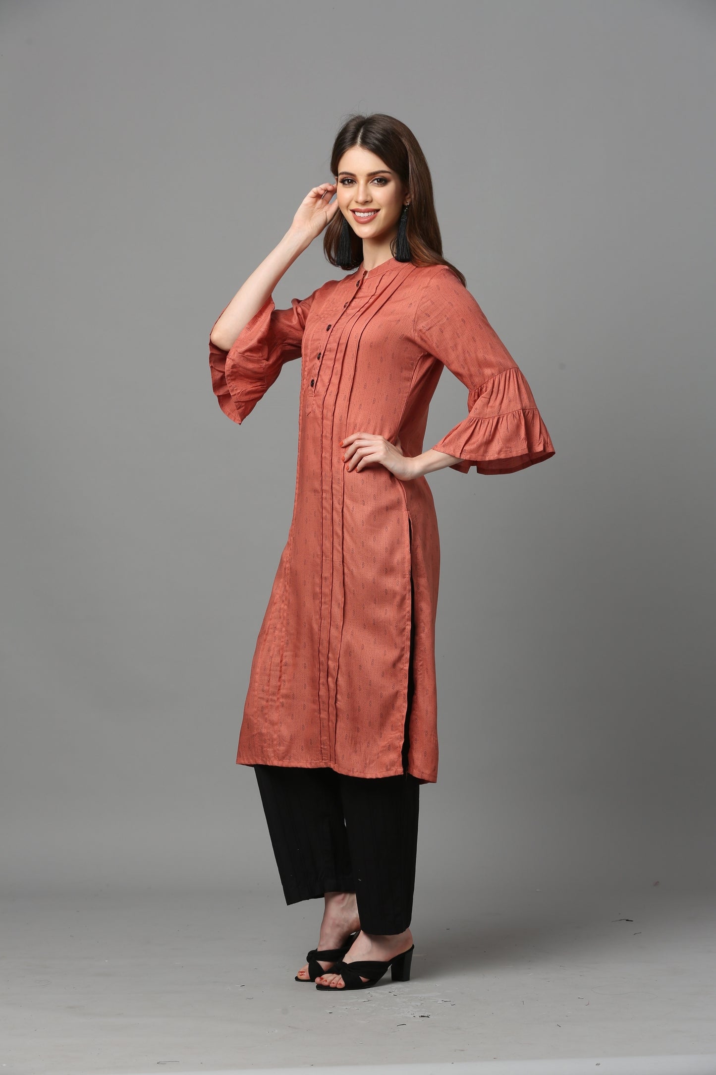 Rust Rayon Doby Printed Kurta