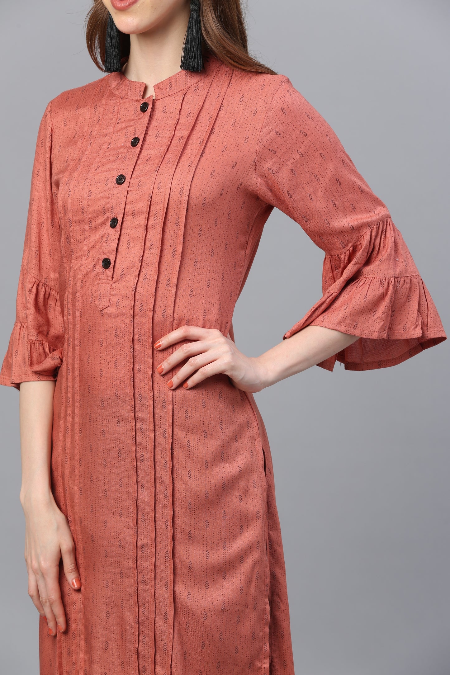 Rust Rayon Doby Printed Kurta