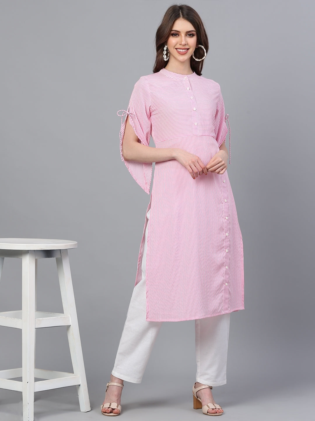 Pink Crepe Printed Kurta