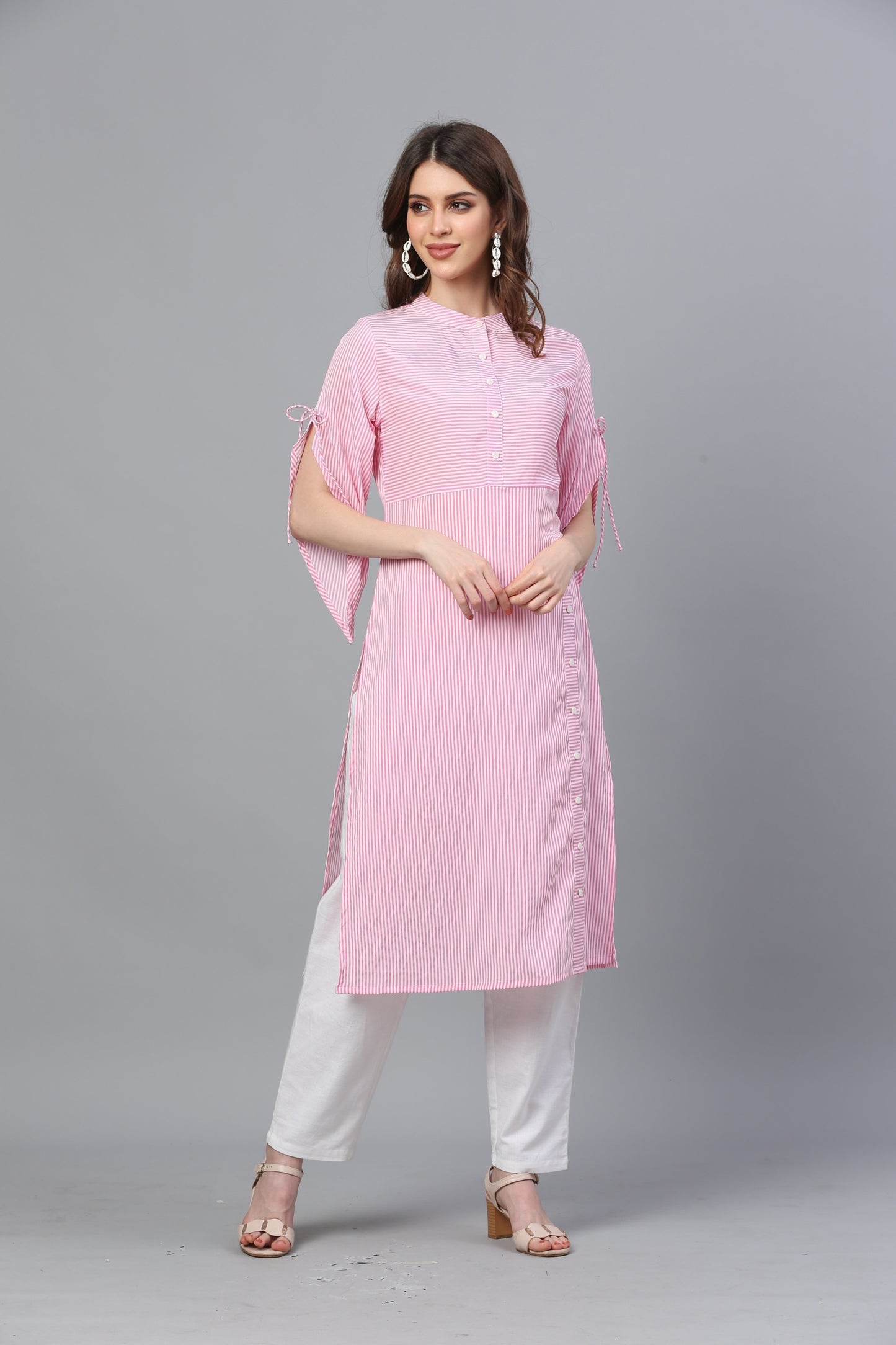 Pink Crepe Printed Kurta