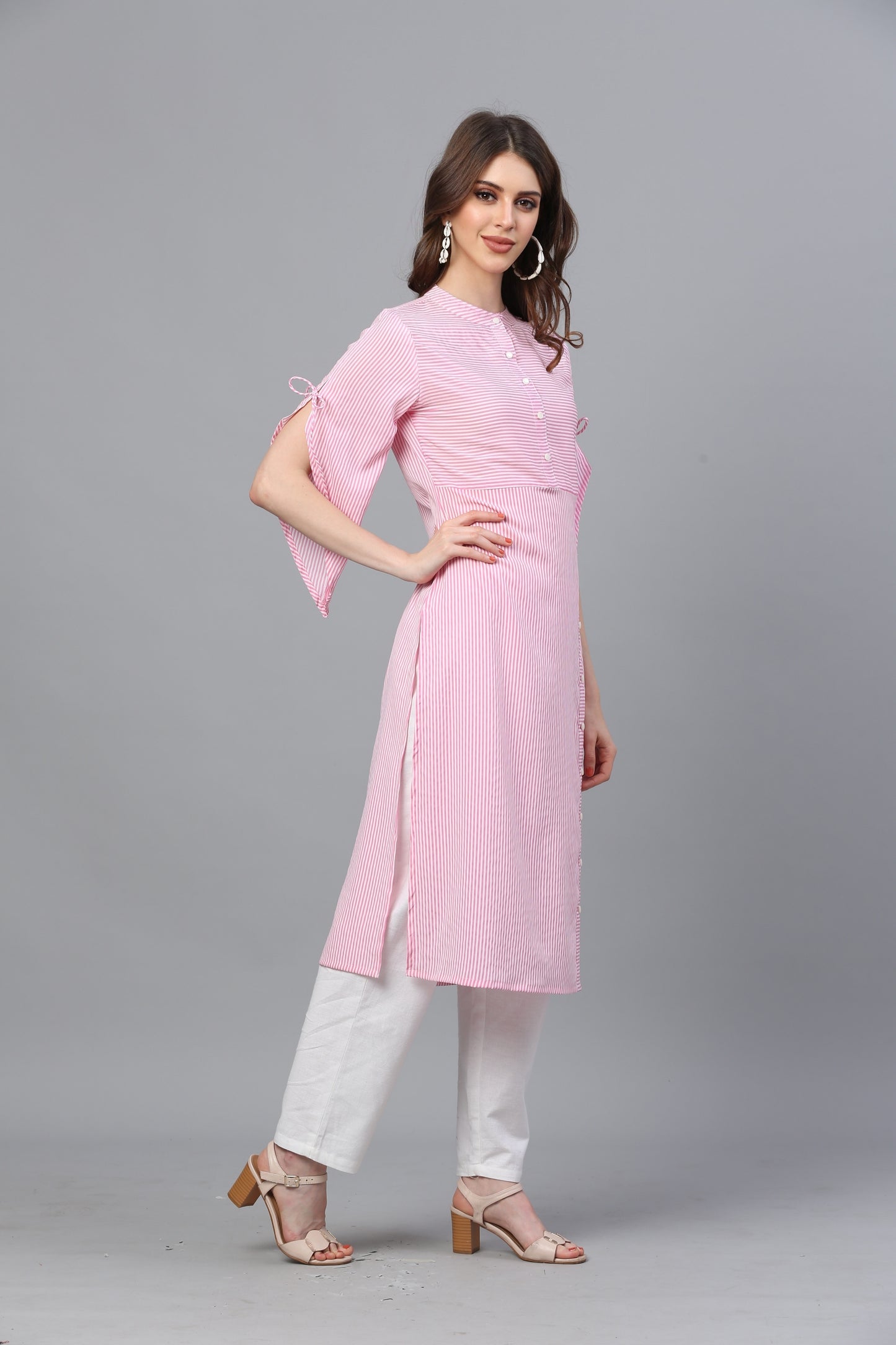 Pink Crepe Printed Kurta