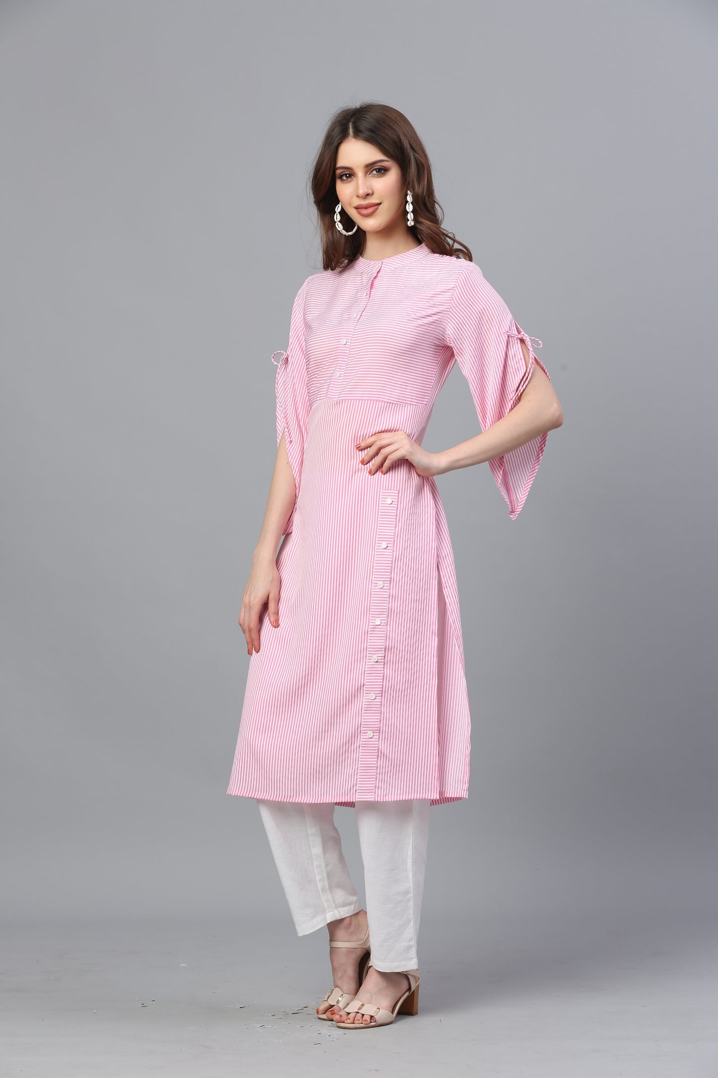 Pink Crepe Printed Kurta