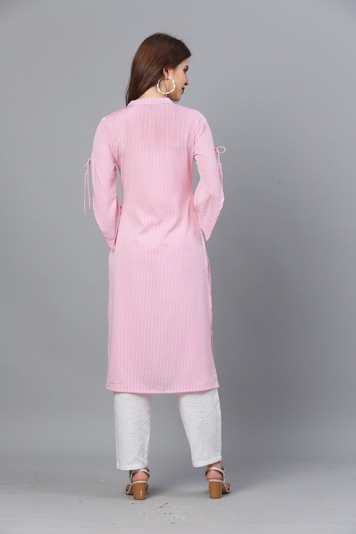 Pink Crepe Printed Kurta