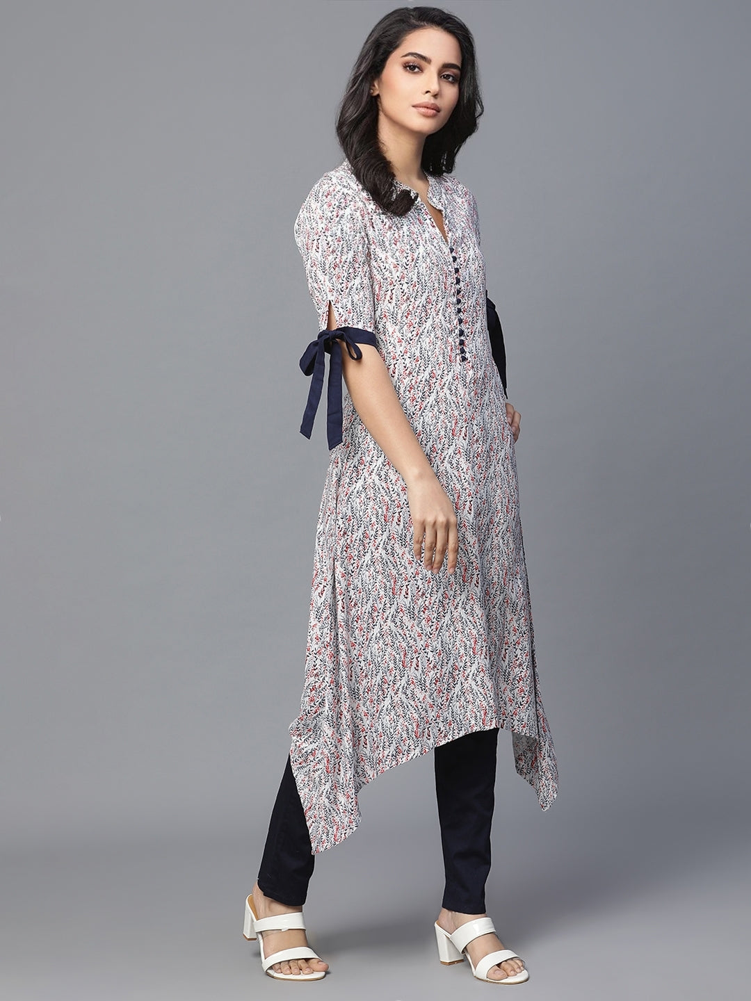 White Rayon Printed Kurta