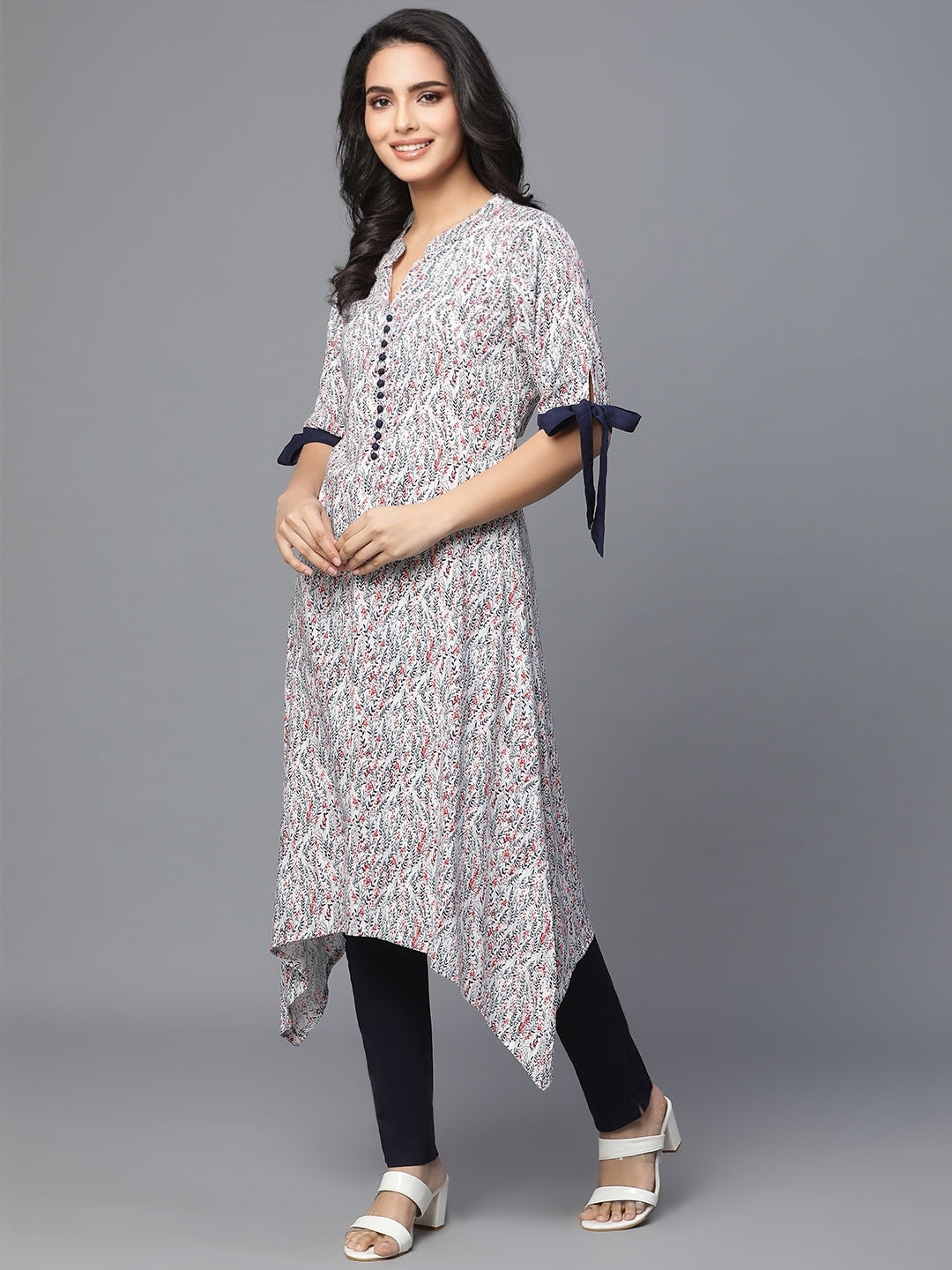 White Rayon Printed Kurta