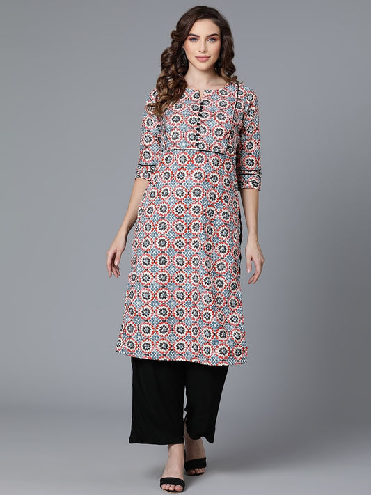 Multi Cotton Printed Kurta