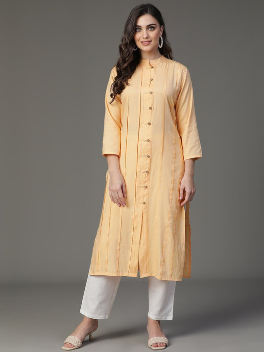 Beige Two tone Rayon Slub Kurta