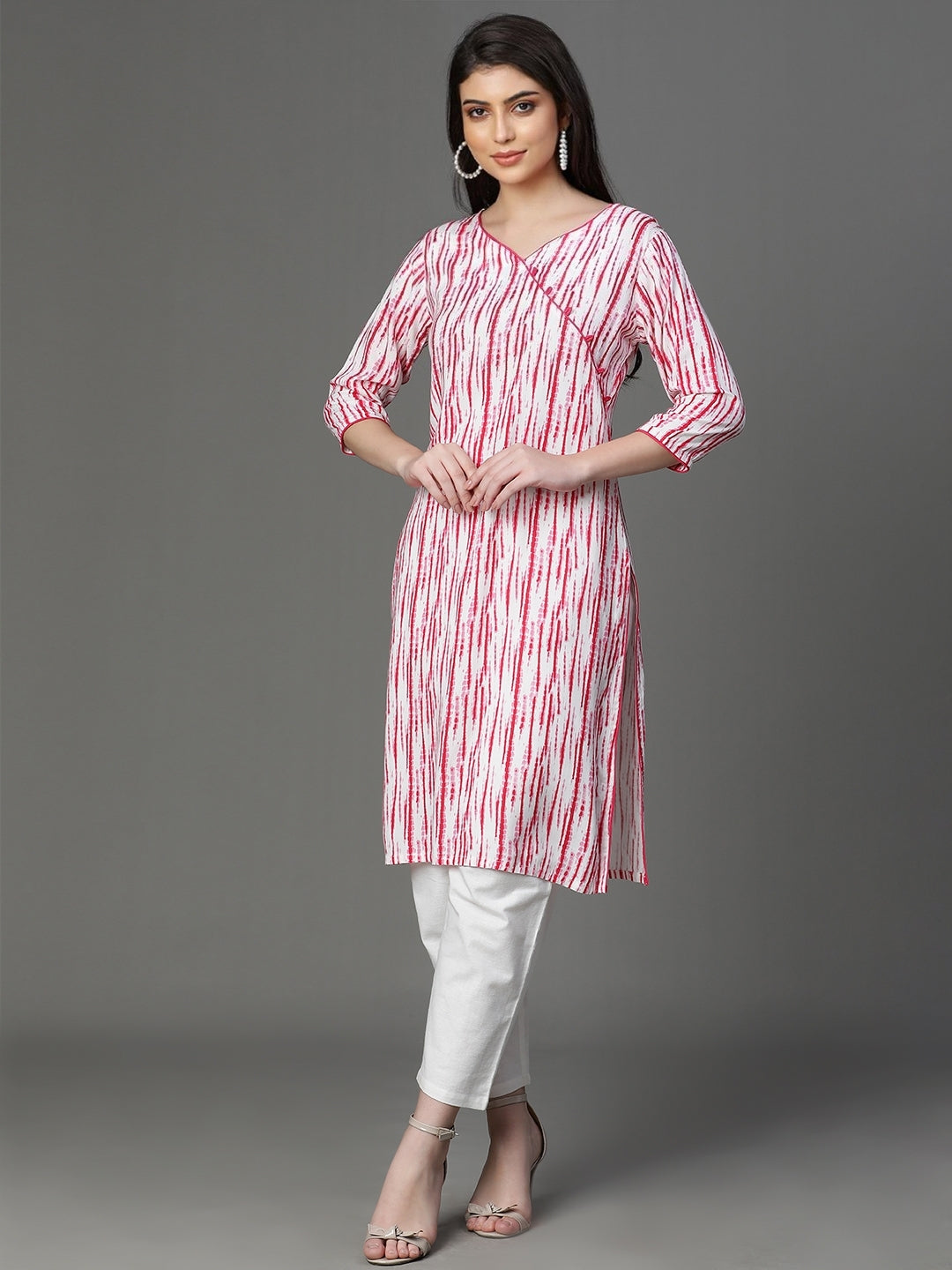 White Rayon Printed Kurta