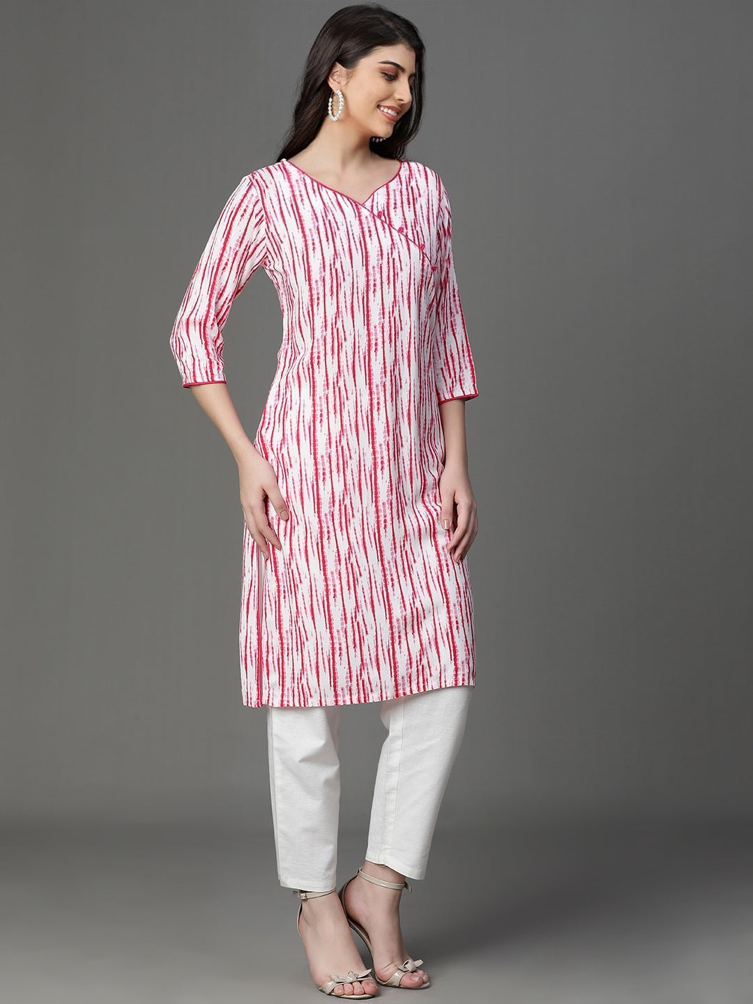 White Rayon Printed Kurta