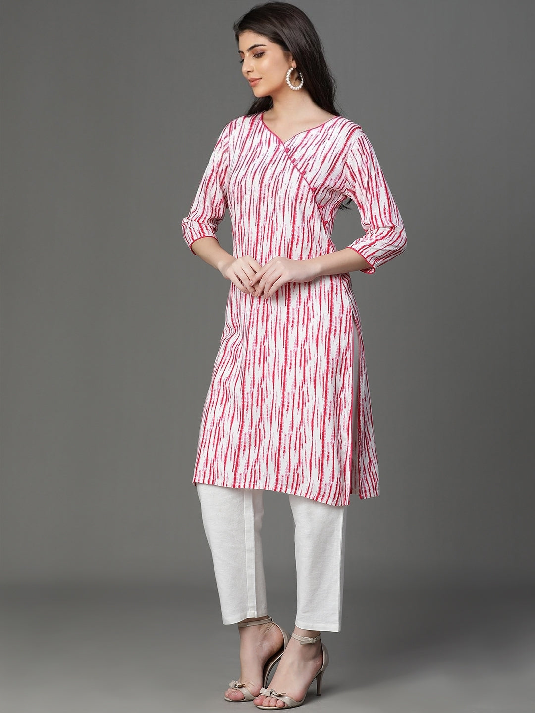 White Rayon Printed Kurta