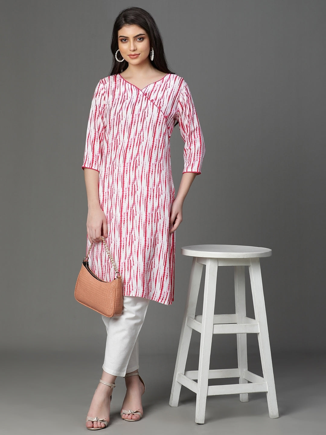 White Rayon Printed Kurta