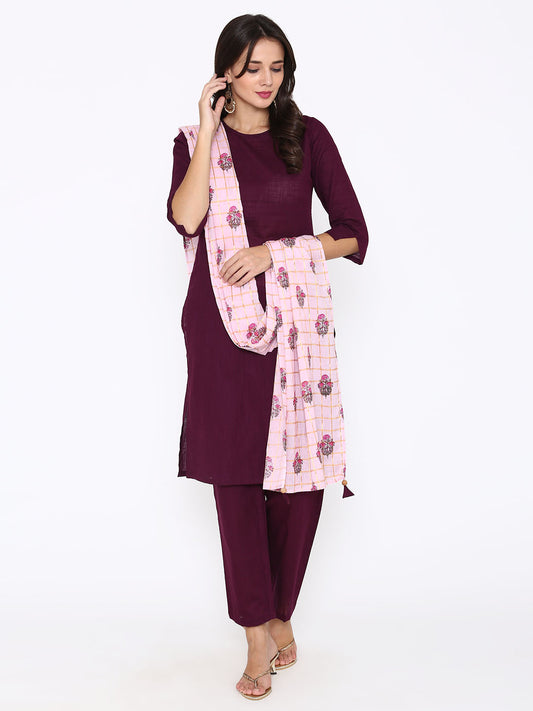 Rayon slub for a comfortable fit 3-piece Kurta Set