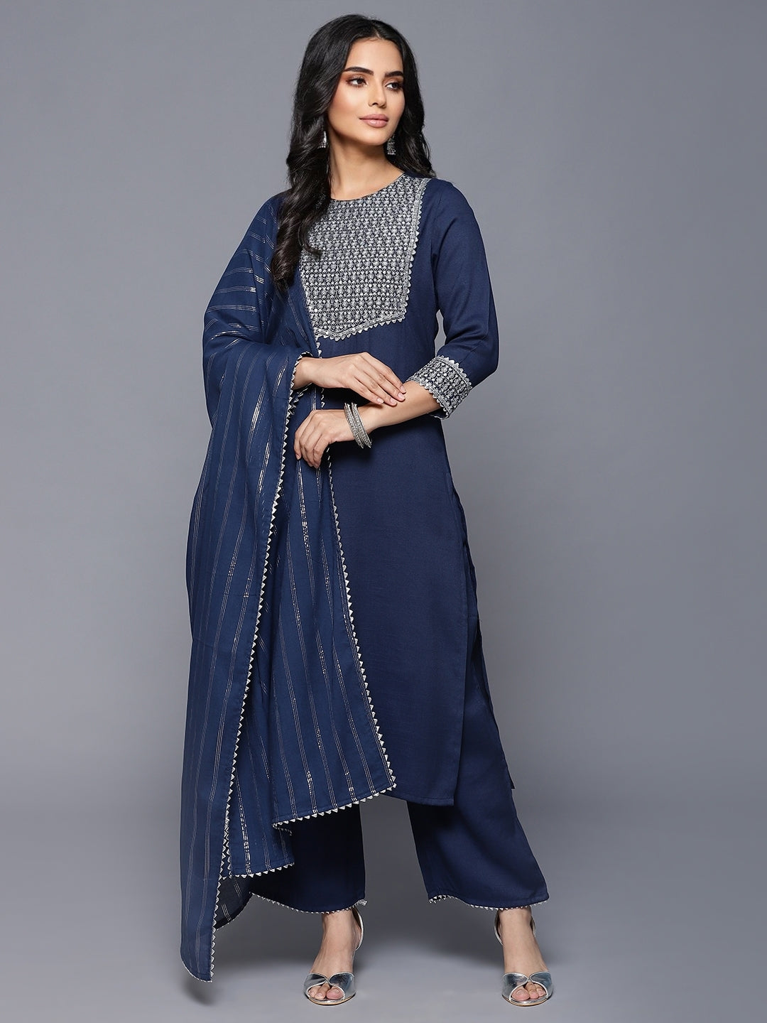 Navy Blue Urbano 3 PC Kurta Set with Dupatta