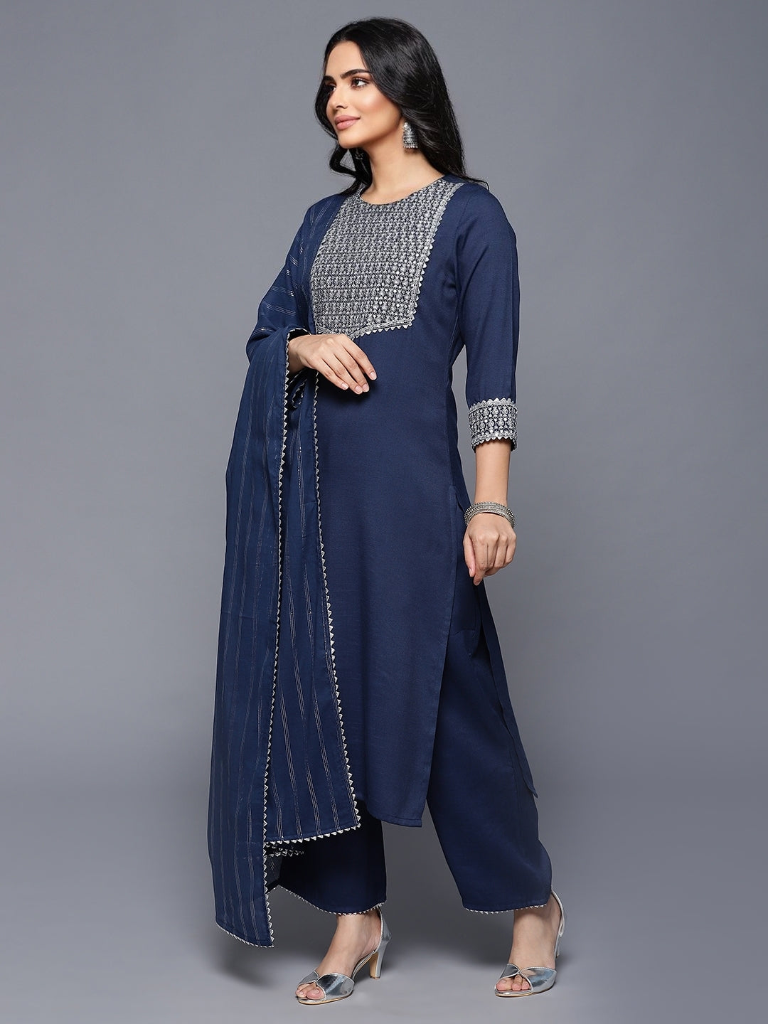 Navy Blue Urbano 3 PC Kurta Set with Dupatta