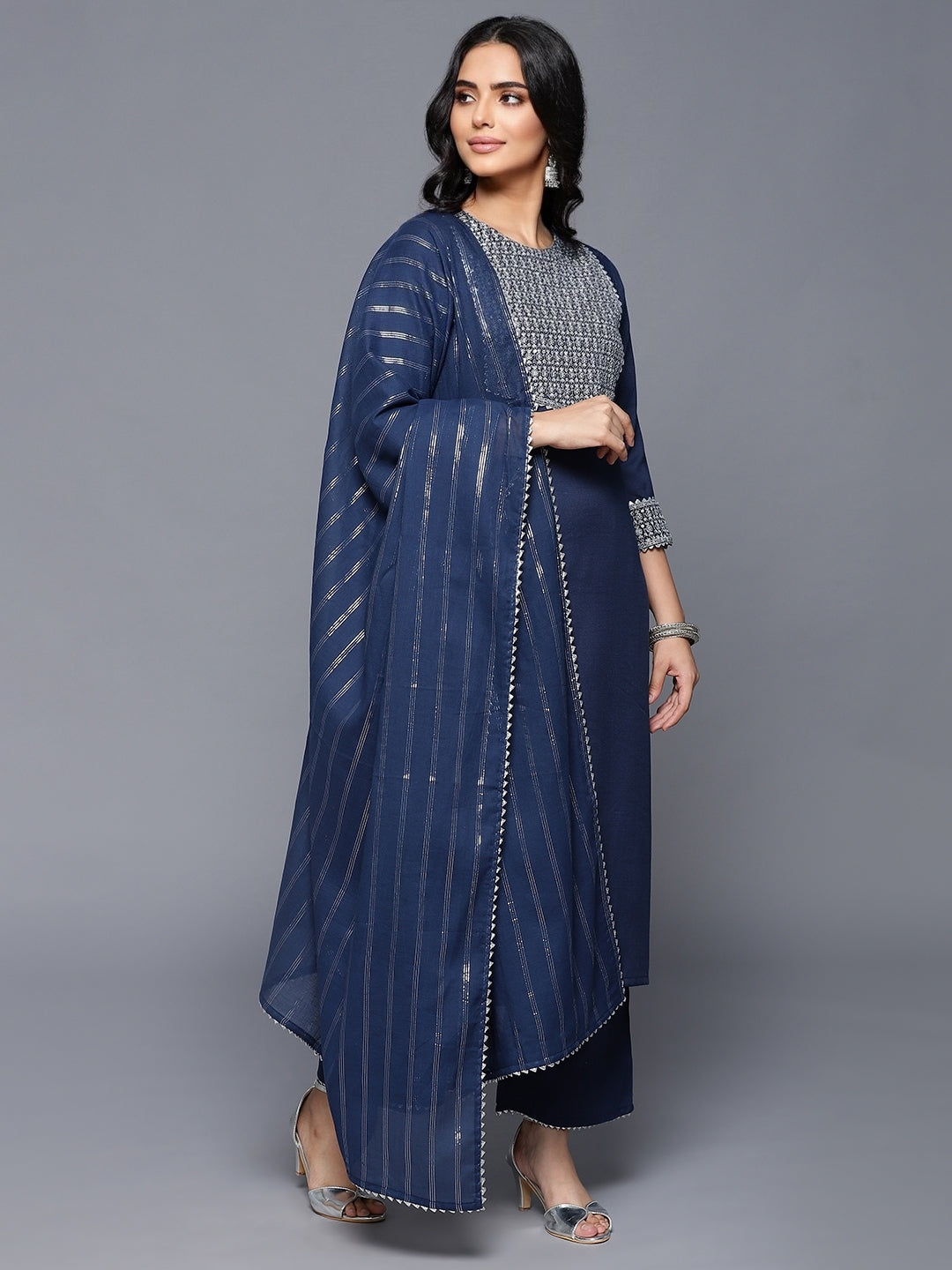 Navy Blue Urbano 3 PC Kurta Set with Dupatta