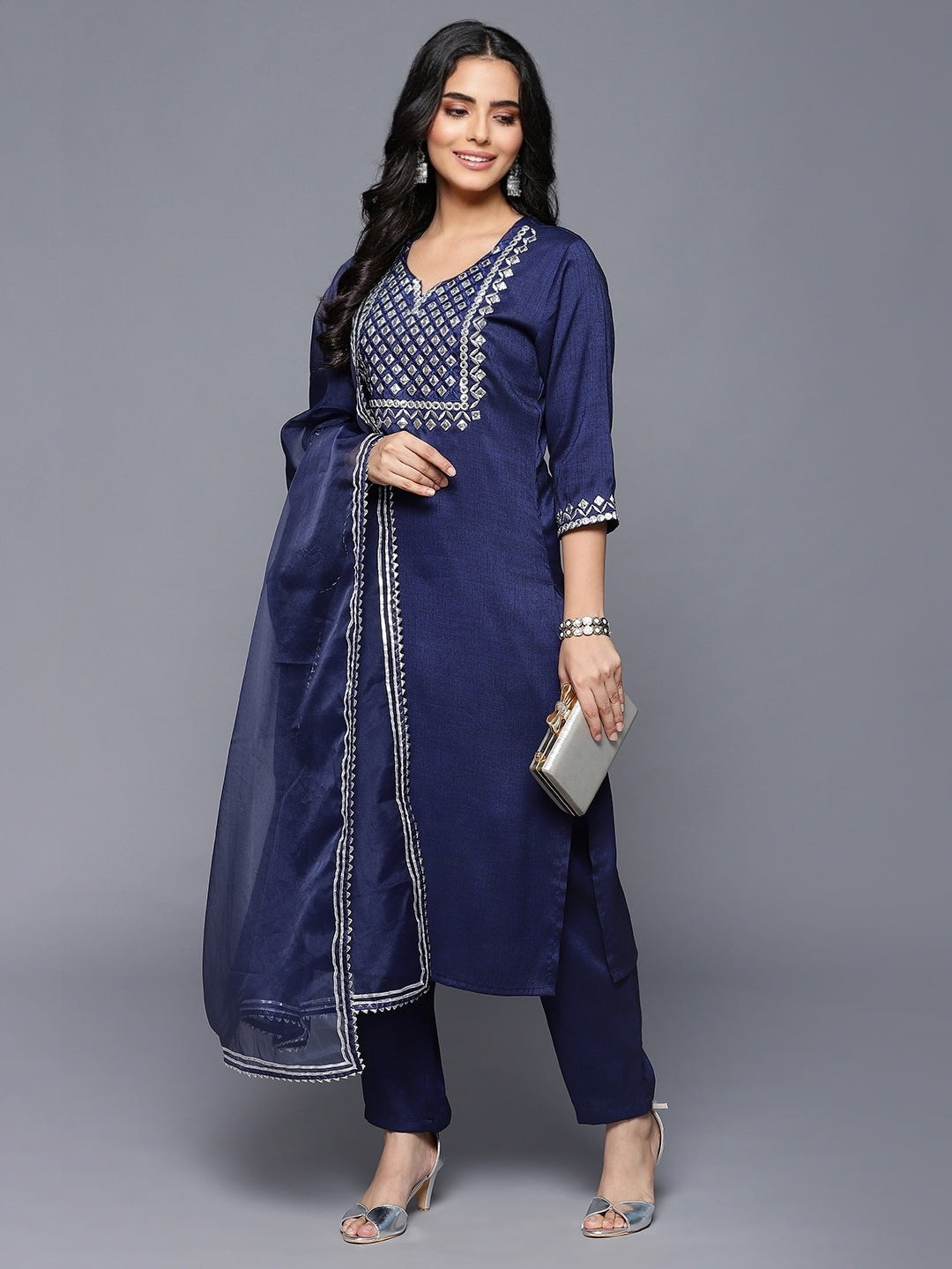 Blue Urbano Premium 3 pc Kurta Set with Dupatta