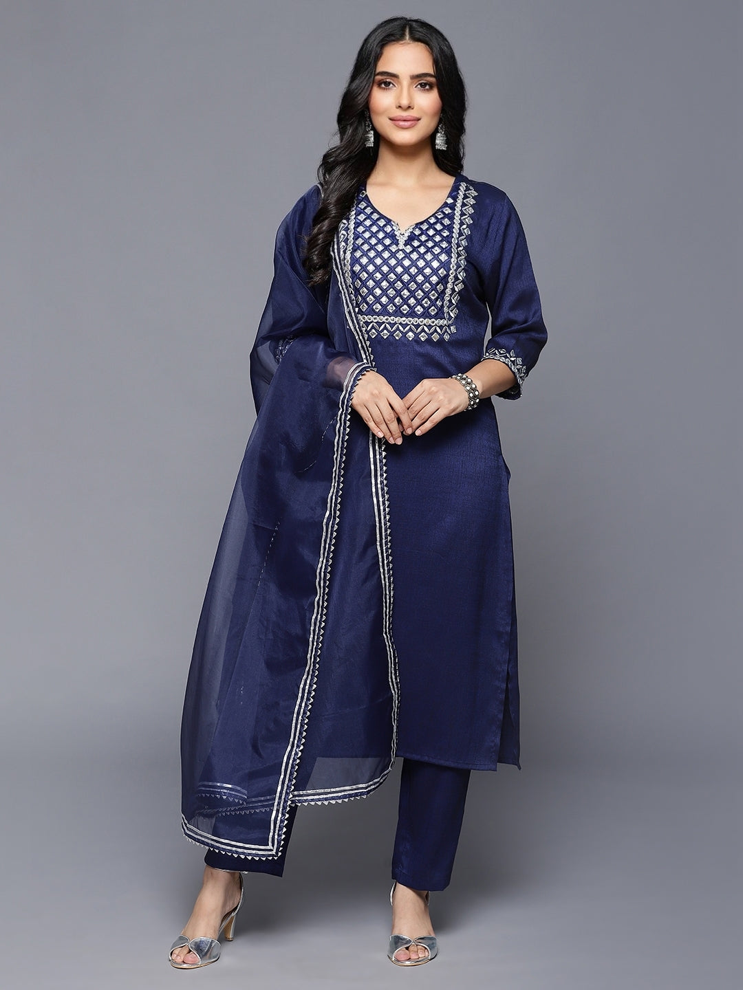 Blue Urbano Premium 3 pc Kurta Set with Dupatta