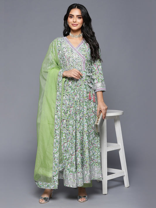 Green 2 pc Anarkali Set with Dupatta