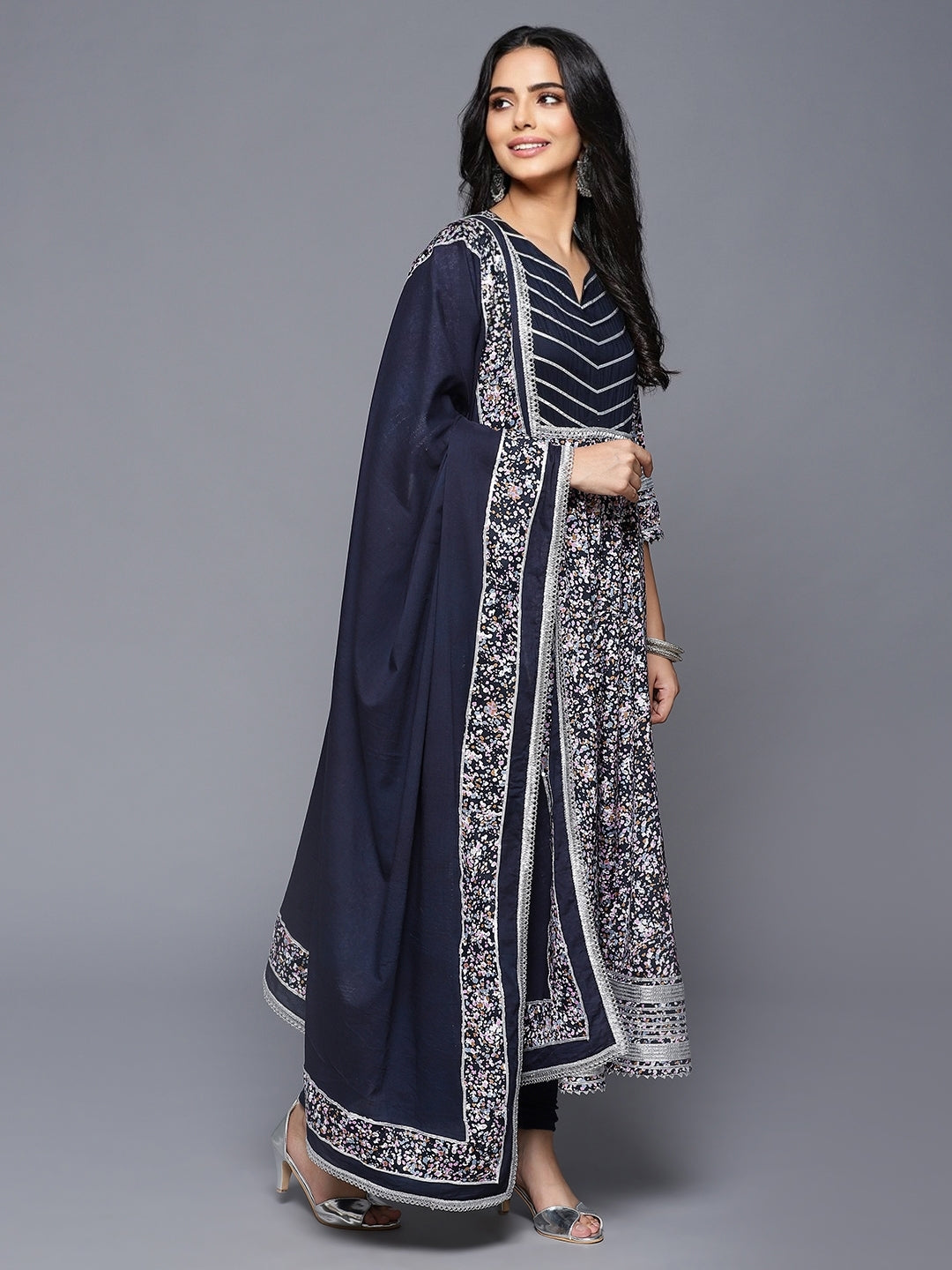 Blue Premium 2-piece Anarkali set with Dupatta