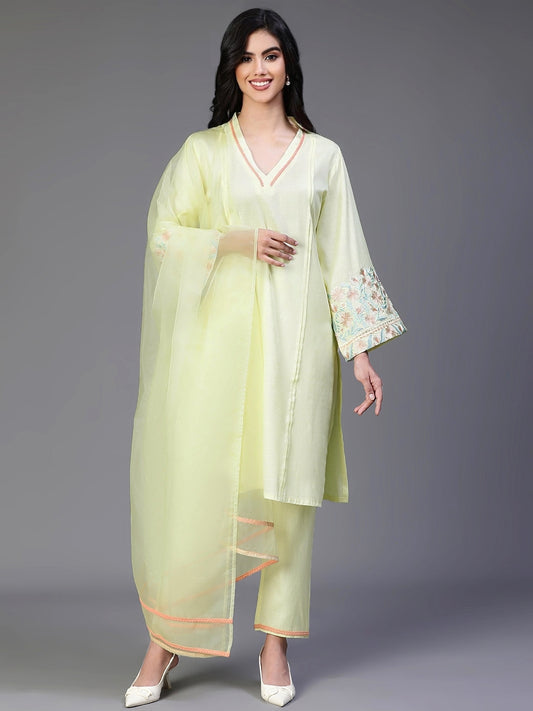 Lemon Premium 3 PC designer kurta set with Dupatta