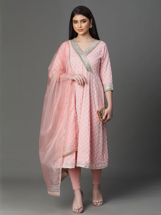 Pink Anarkali with Dupatta