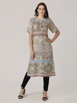 Multi Rayon Contemporary Printed Kurta